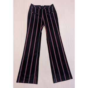 Altuzarra Serge Striped Wool Cotton Blend Bootcut Pants Navy Blue Red ~ Size 42